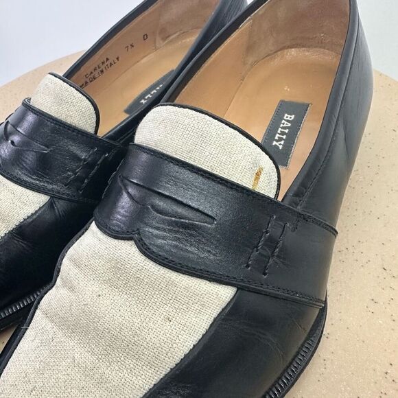Bally Men’s Black and Cream Carena Slip on Almond Toe Penny Loafer main image 5